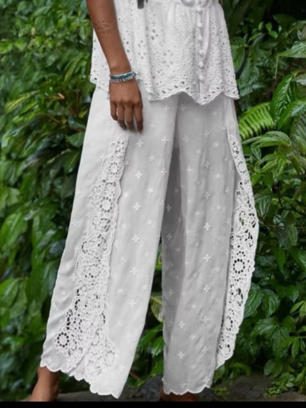 Johnny Was Eleuthera Wrap Pant White 
Embroidered Wide Leg XL